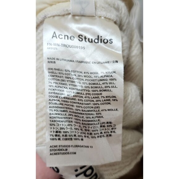 Acne Studios Wool Pants Designer Avantgarde Alternative Curved leg Twill - Picture 8 of 13